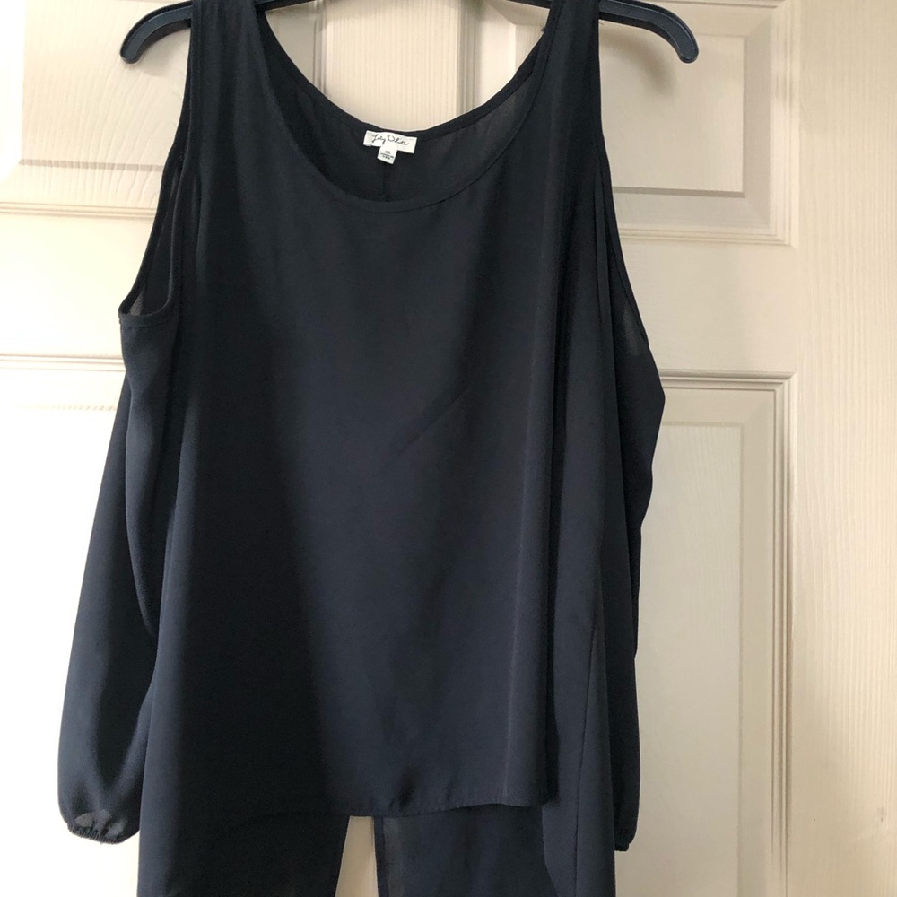 Lily White Black Cold-Shoulder Tank Top
